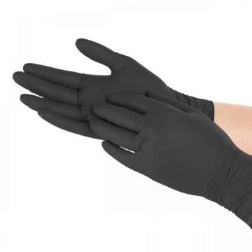 Rękawiczki nitrylowe CZARNE | Rozmiar "S" opak. 100 szt.