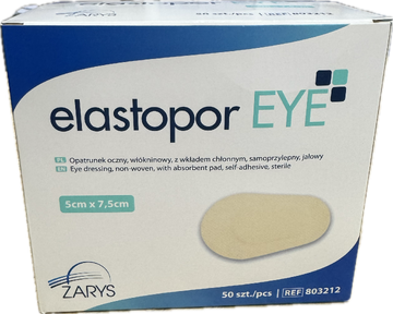 Elastopor EYE 5cm x 7,5cm, opatrunek oczny, włókninowy, z wkładem chłonnym, samoprzylepny, jałowy | ZARYS | 1 szt.