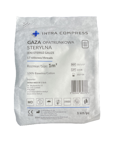 Gaza opatrunkowa sterylna 1m2 17N INTRA-MED