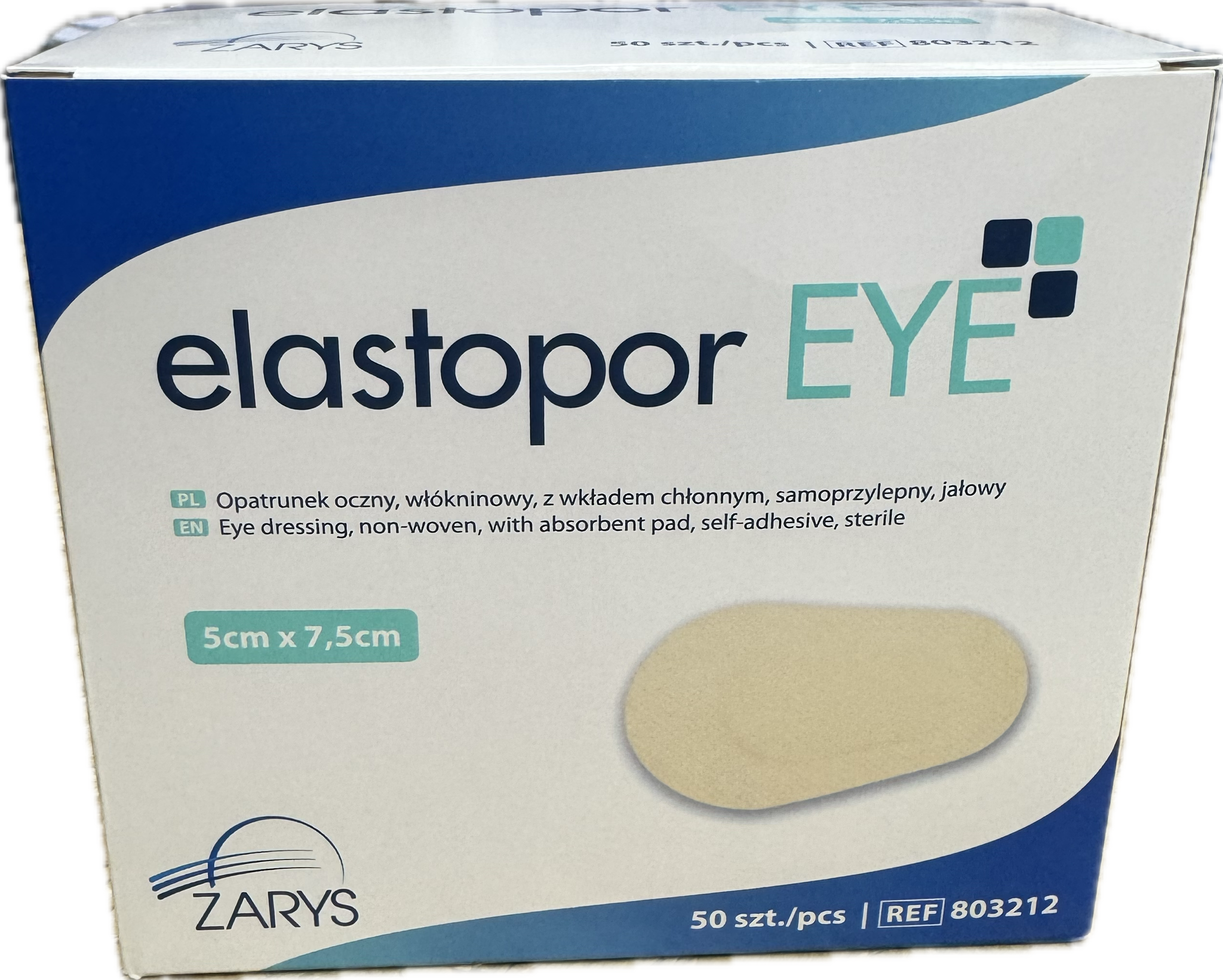 Elastopor EYE 5cm x 7,5cm, opatrunek oczny, włókninowy, z wkładem chłonnym, samoprzylepny, jałowy | ZARYS | 1 szt.